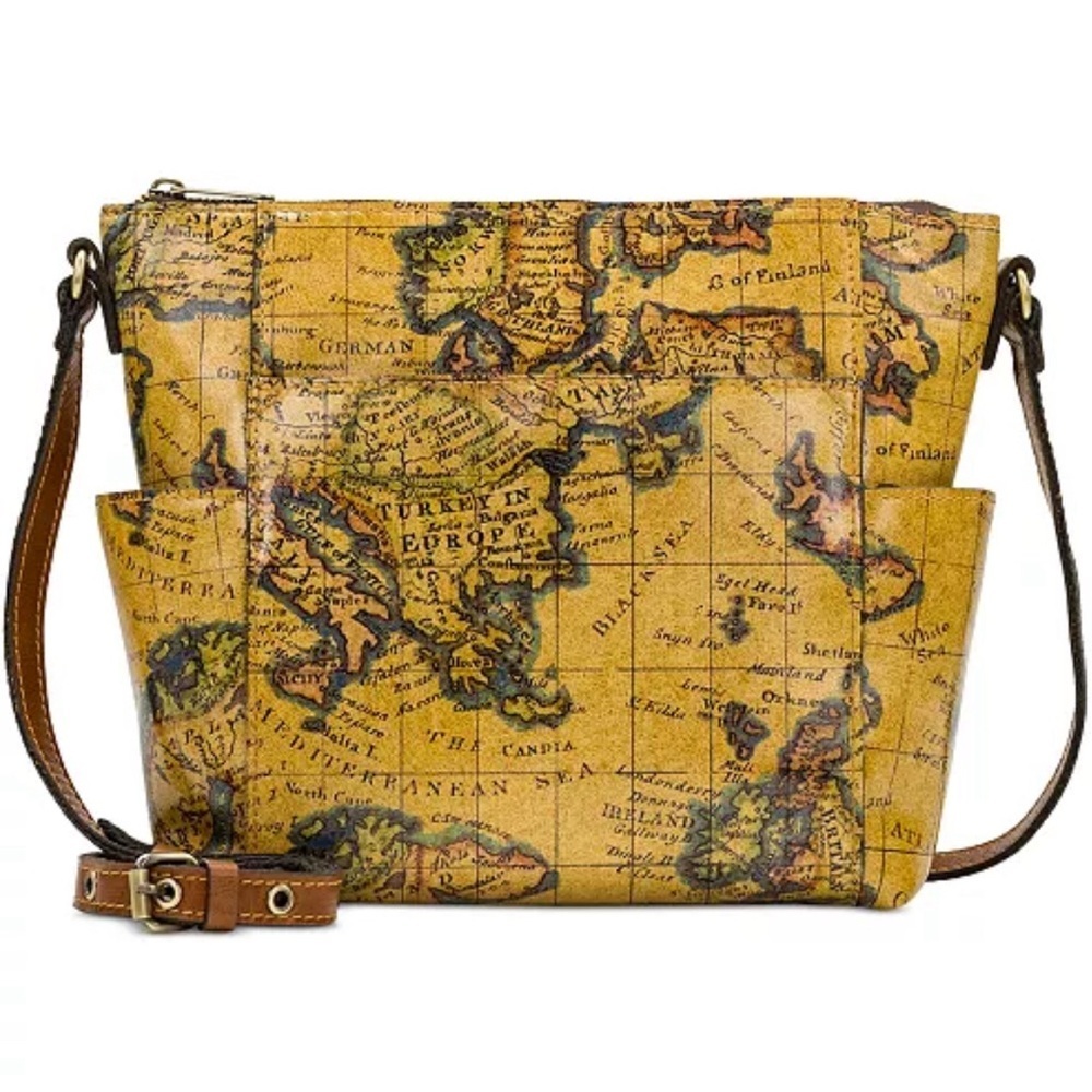 Patricia Nash Yellow Map-Print Crossbody Bag